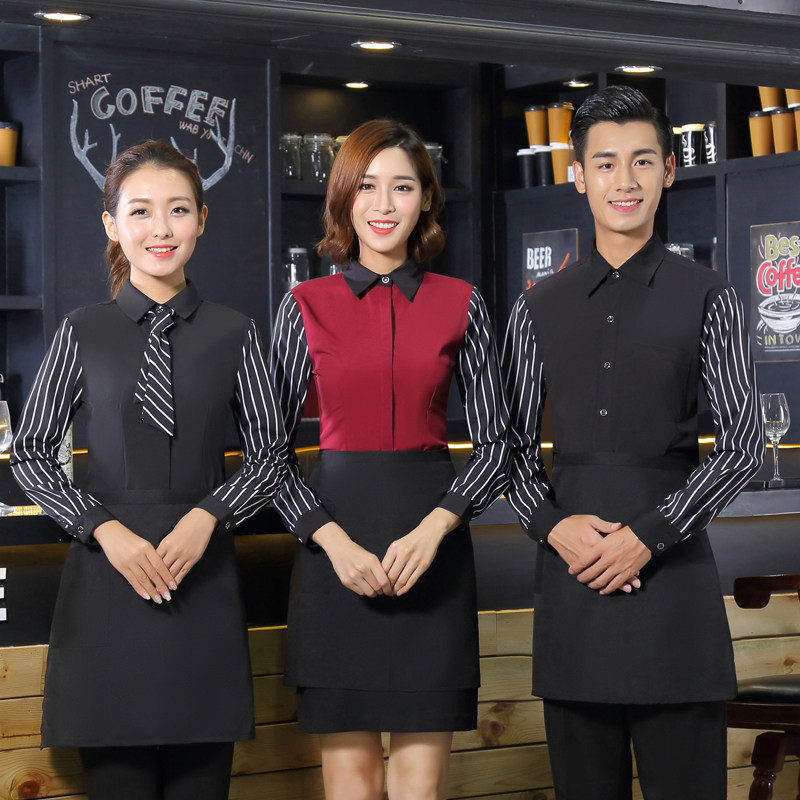 春秋装咖啡西餐厅火锅店酒店服务员工作服饭店餐饮高档长袖时尚