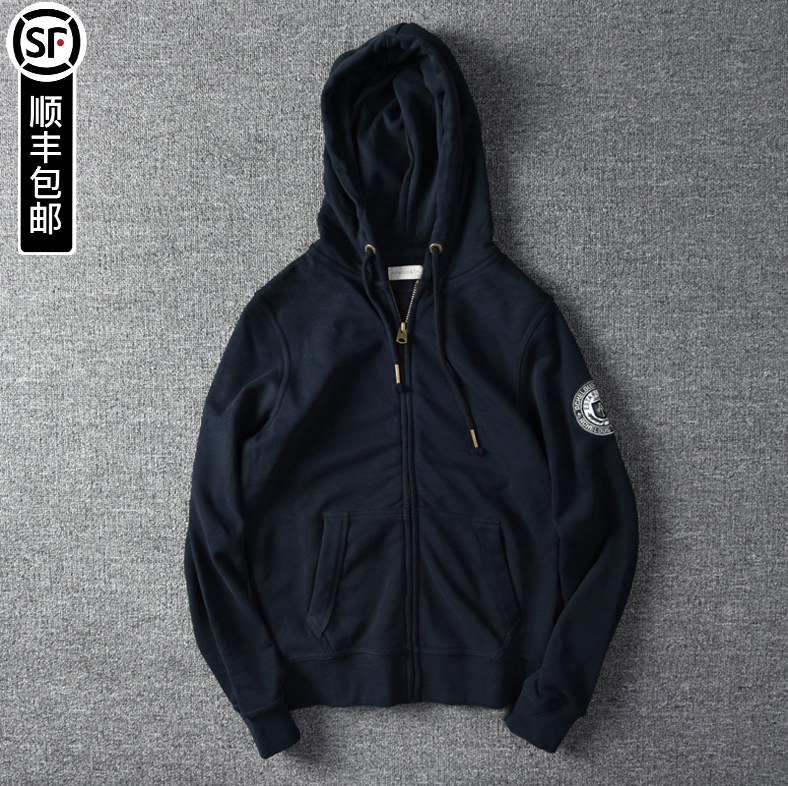 香港代购潮牌春秋季新品毛圈棉男式连帽拉链开衫运动休闲卫衣男
