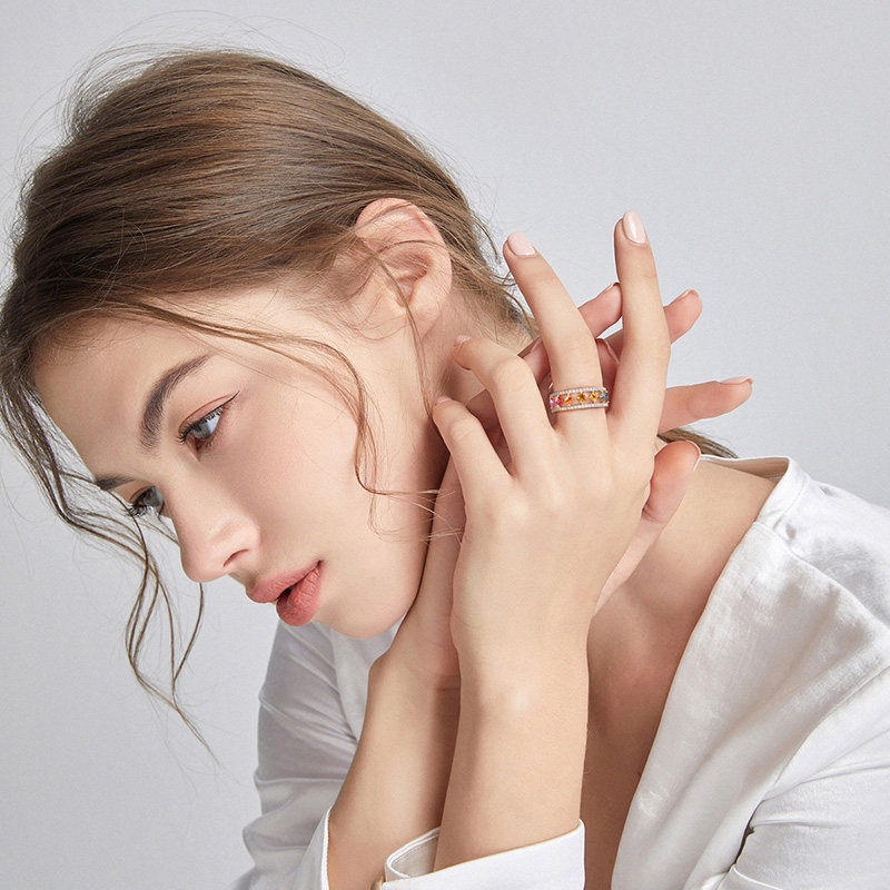 fanci范琦轻珠宝18k彩金戒指彩色蓝宝石钻石彩溢手手饰