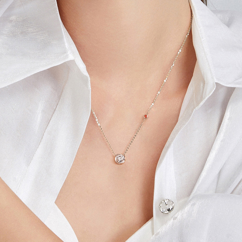 fanci范琦轻珠宝18k金单钻红宝石项链莫桑莫比乌斯吊坠颈饰