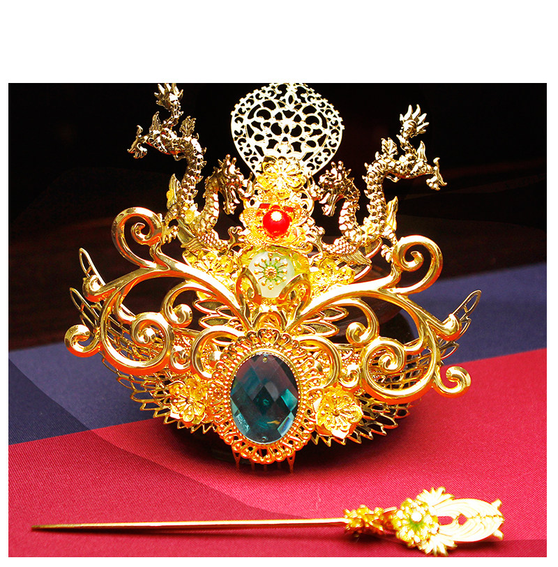 古装影楼定乾乾坤绿宝石头饰皇后贵妃造型演出发饰