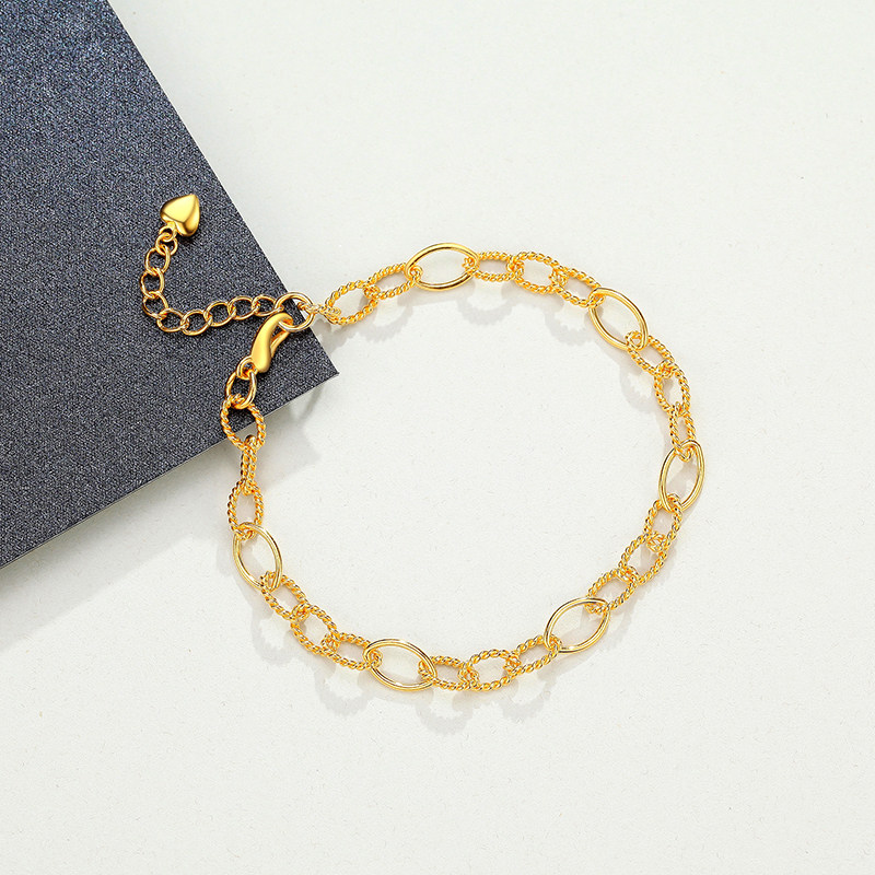 潮宏基栓扣黄金手链足金手饰手绳手串相扣女计价手饰