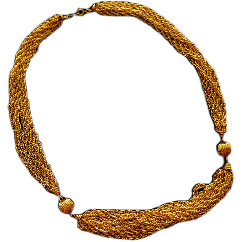 复古大衣vintageavon六层金色重工项链goldenchain项链