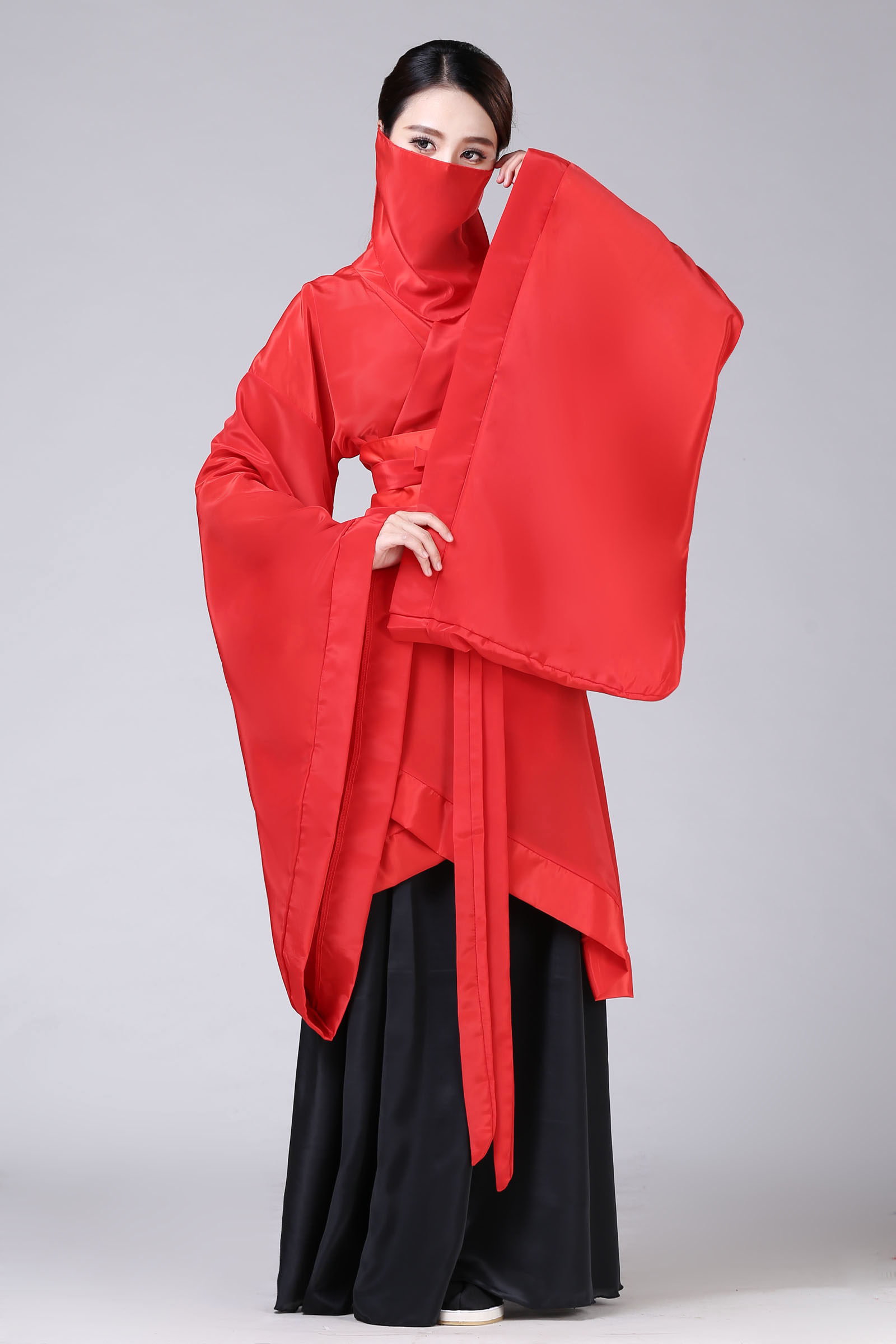 古装汉服新款礼仪之邦同款女玄机双绕舞蹈曲裾红色民族服装