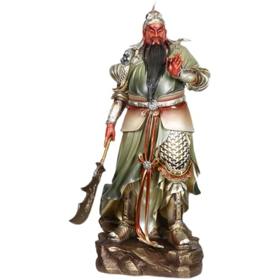 关公神像摆件《捋须关公》纯铜武财神招财客厅玄关供奉关二爷提刀