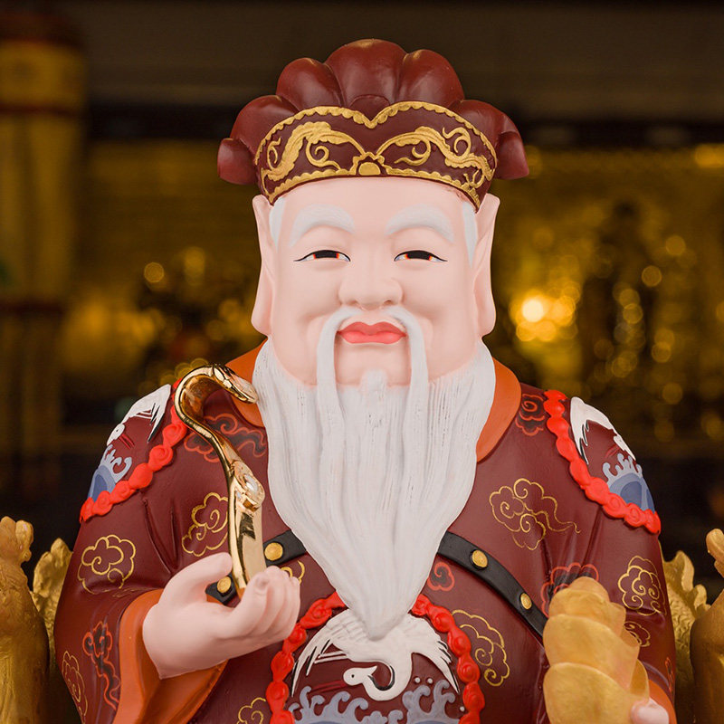 土地神像台湾纯铜彩绘福德正神地主公公大伯摆件