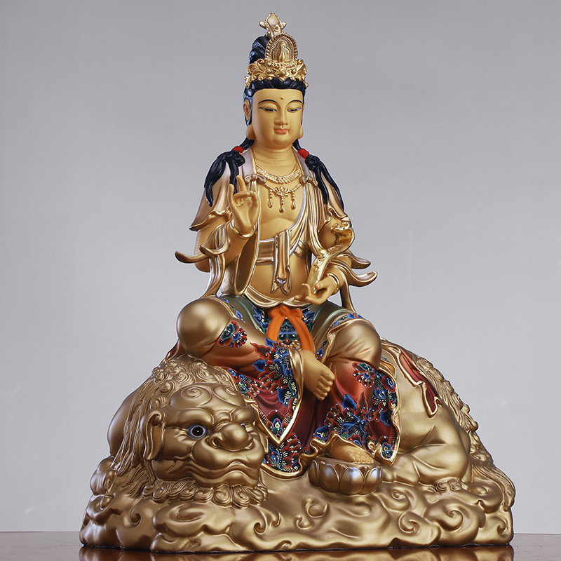 文殊菩萨台湾纯铜五台五台山山文殊普佛像供奉摆件