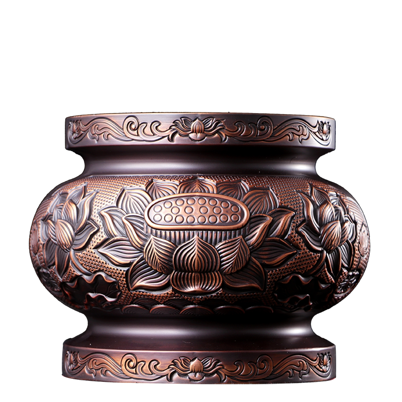 佛具用品纯铜香炉供佛套装台湾古沉佛莲花香炉花瓶供灯供果盘供具