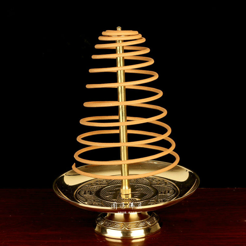 盘香圆通佛具纯铜塔香架24小时伸缩加高香炉檀香香薰炉