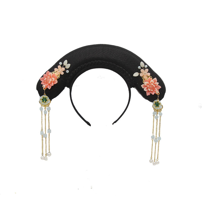 儿童古装头饰满族格格发髻旗头清朝小女孩发箍发饰