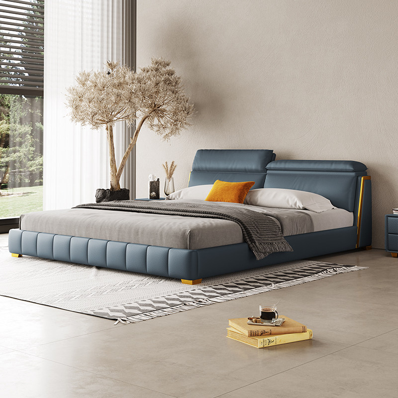 雅居轩现代简约轻奢布艺科技布床主卧大床软包婚床布艺床