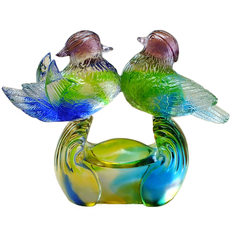 结婚贺礼水晶鸳鸯夫妻卧室摆件房间装饰品床头摆件