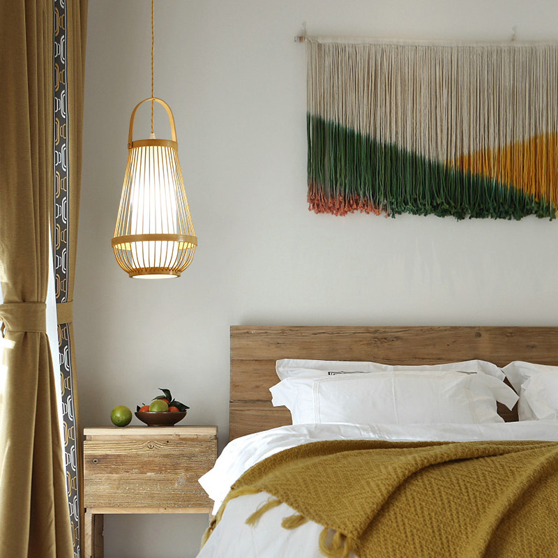 创意床头吊线灯竹装饰卧室吧台餐厅民宿茶室床头