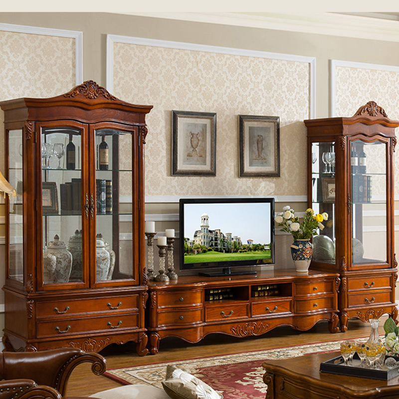 美式电视柜酒柜组合欧式实木客厅地柜2米电视机电视柜