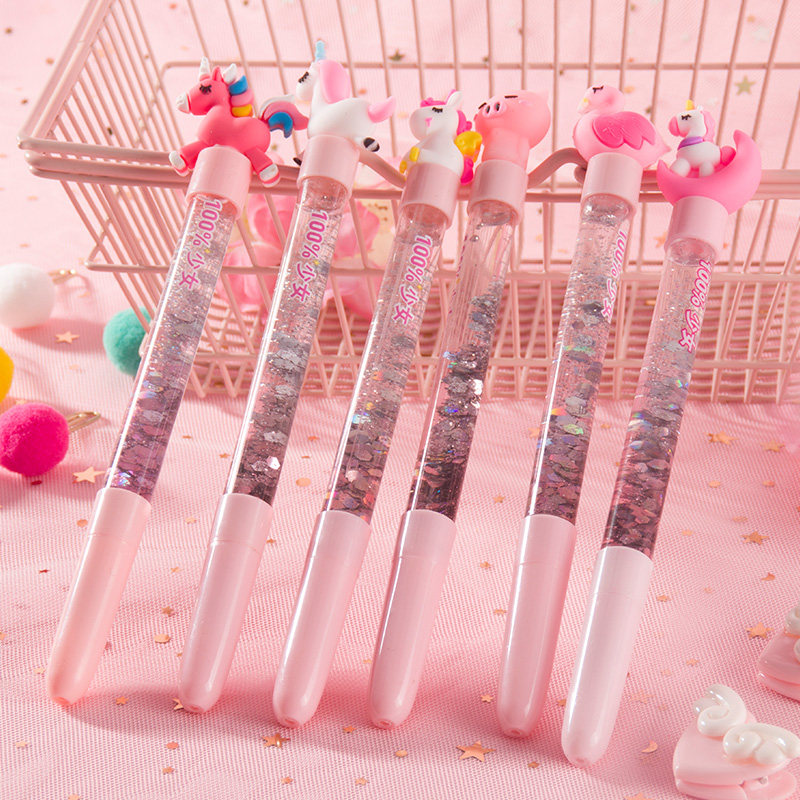 流沙抖音闪光网红中性笔可爱创意日系黑色韩国中性笔