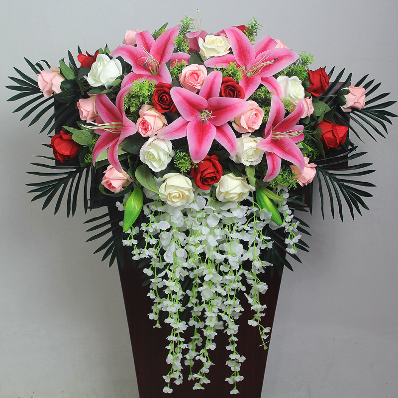 演讲讲台花束主持台假花会会议桌装饰发言仿真商务用花