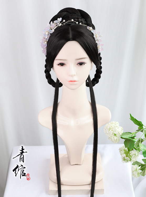 青绾宋制明制汉假发头套诃子裙大袖衫古装古风日常整顶假发