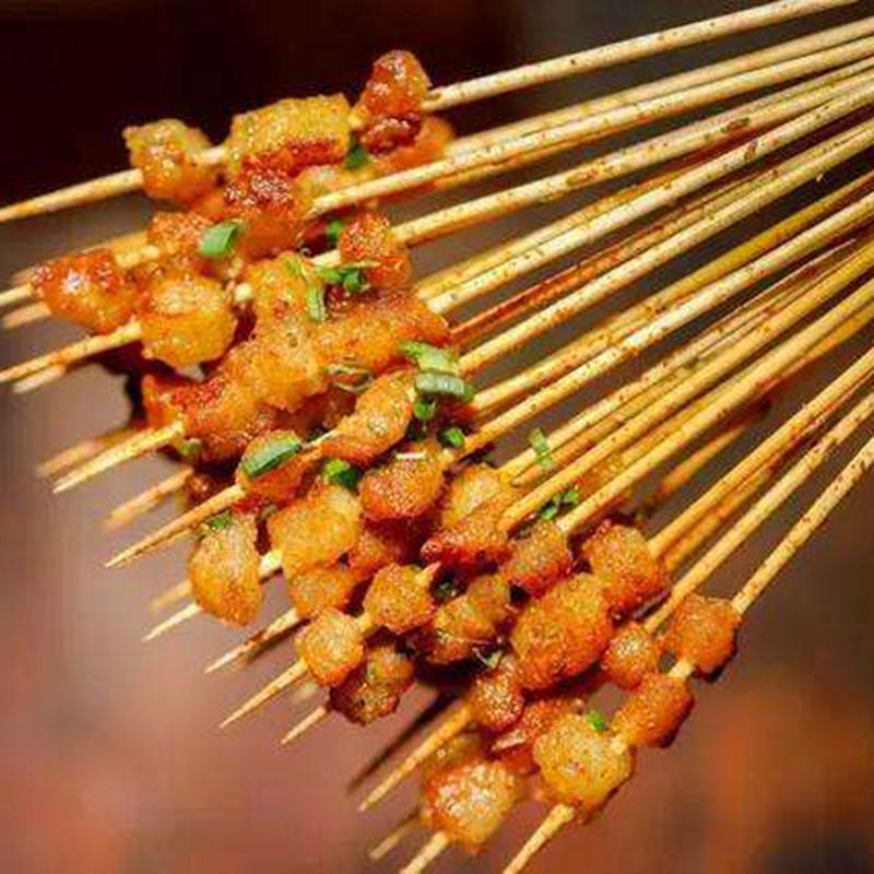 网红牛油小串 10串*10把 牛胸油串烧烤铁板油炸半成品小肉串包邮