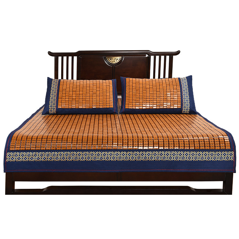 春龙麻将席金兰款夏季碳化15m折叠18米双人床三件套竹片块凉席