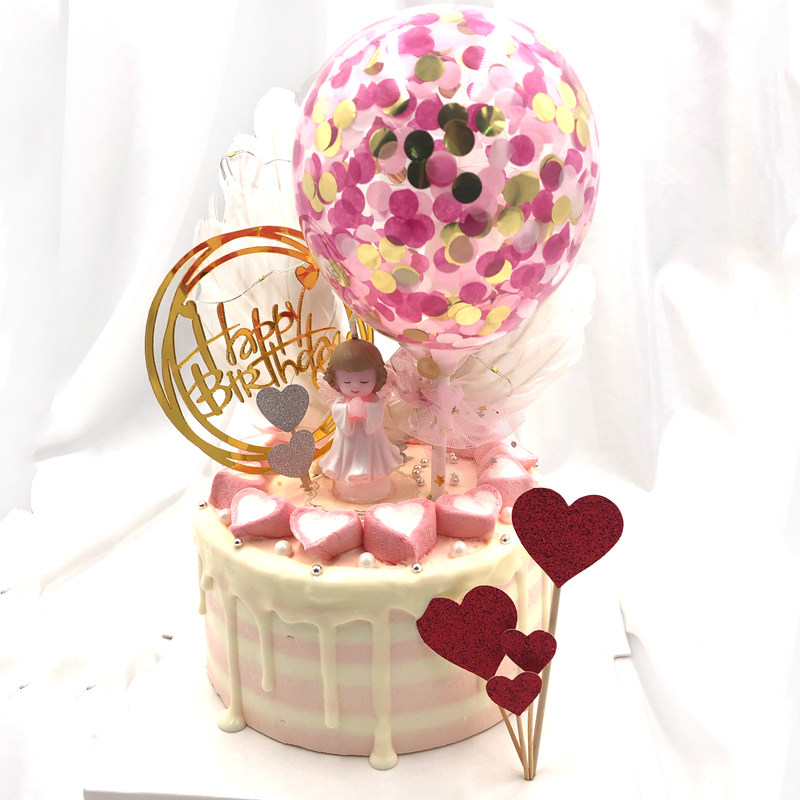 3款重庆同城ins网红气球少女女孩天使翅膀新鲜生日蛋糕