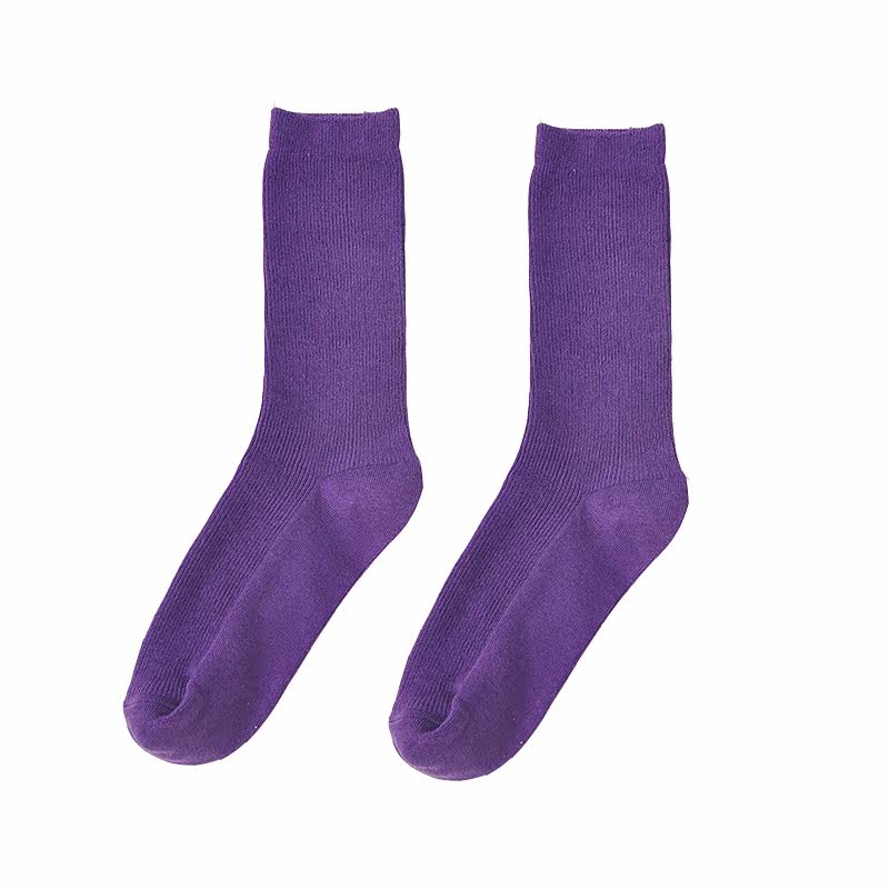 紫色袜子女中筒长袜子 女 韩国 学院风堆堆袜薄款女春夏韩版袜子