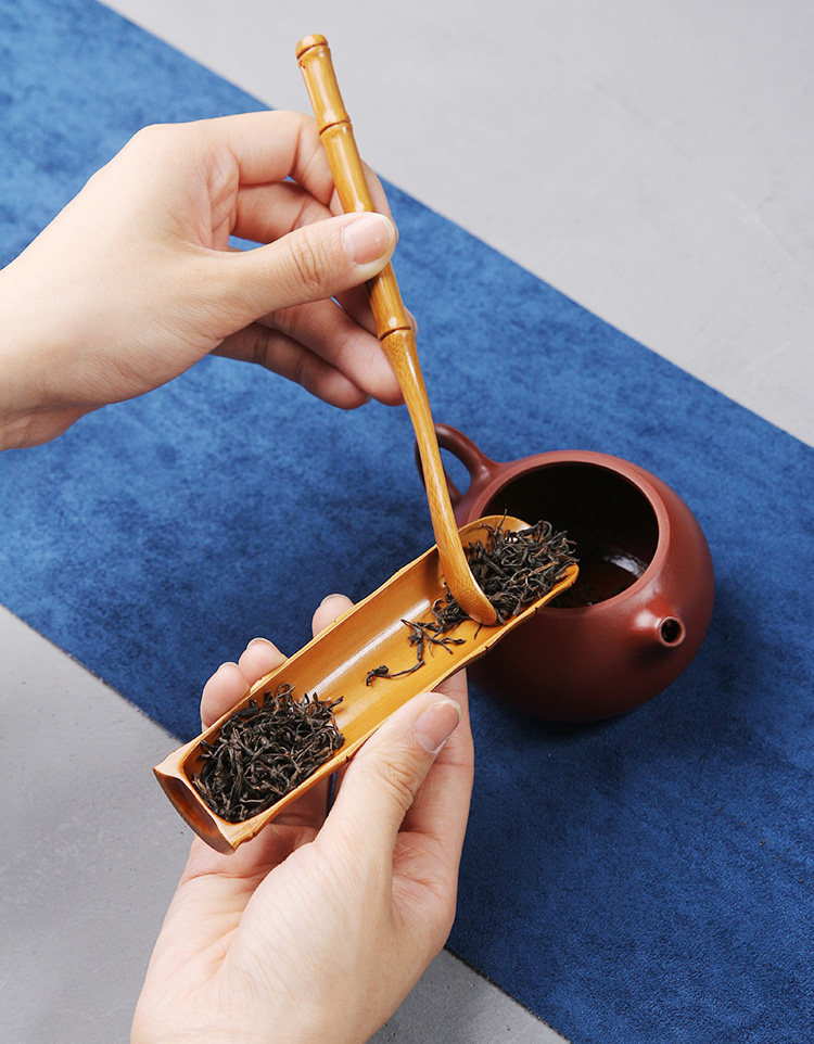 大漆竹节竹雕茶道四件件套茶拨茶针茶夹六君子茶道