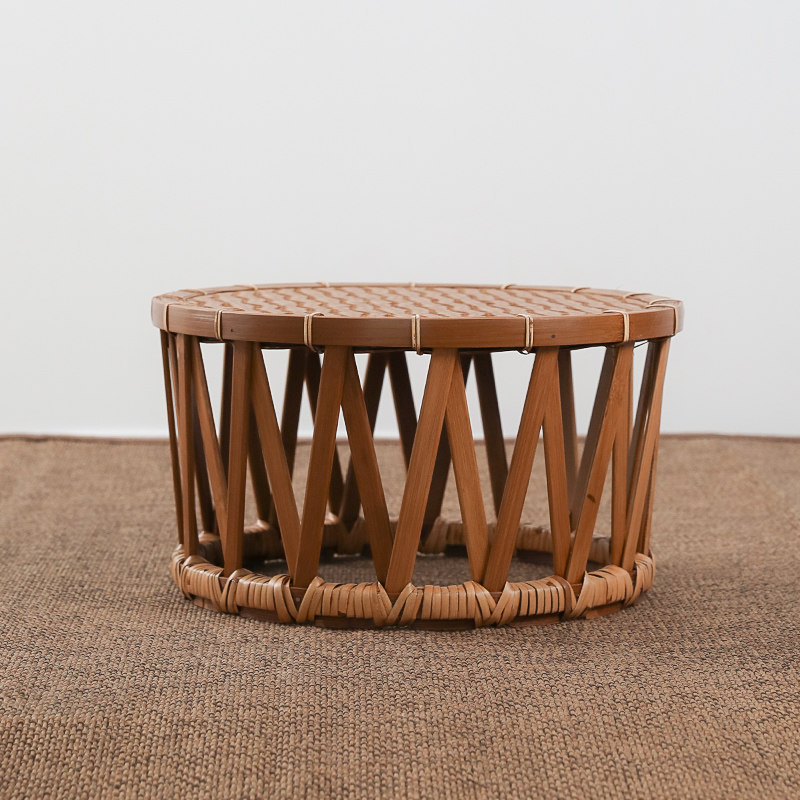 简韵休闲宿案子民桌子编织席面竹席复古竹编茶道