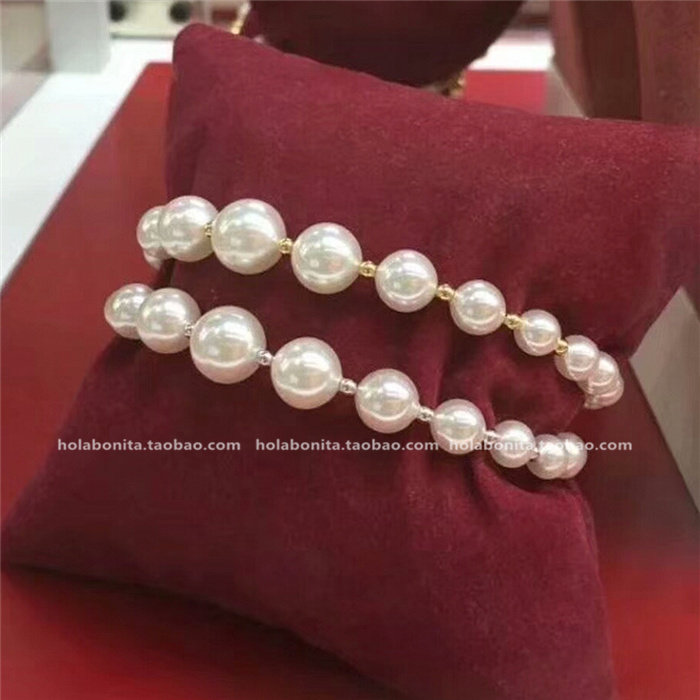 西班牙皇室majorica金银珠银珠6-10mm强光小灯泡珍珠项链项链