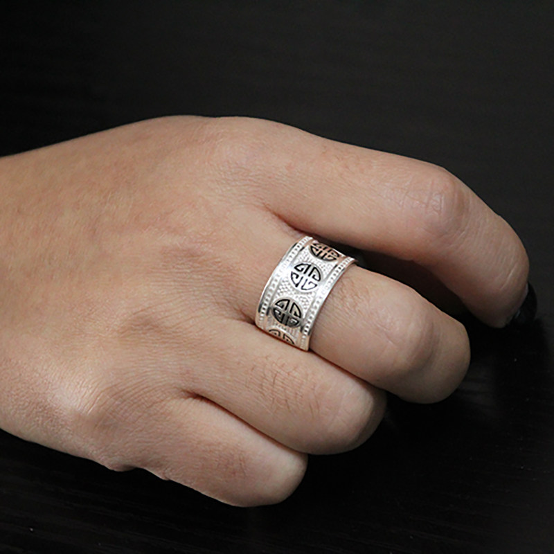 民族风纯银情侣指环蒙古族戒指元素活口可调调节戒指