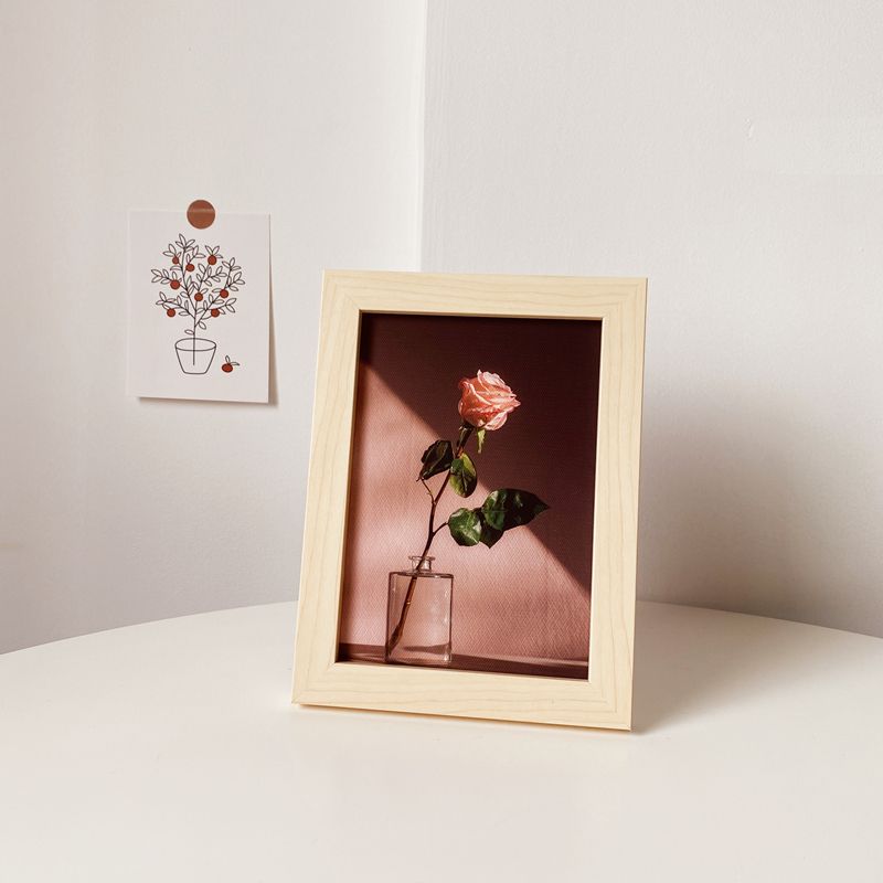 ins风简简约书法相框玫瑰花静物摆台卧室桌面相框