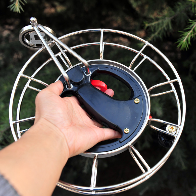 新款不锈钢风筝线轮成人背带刹车车手握轮大轴绕线板