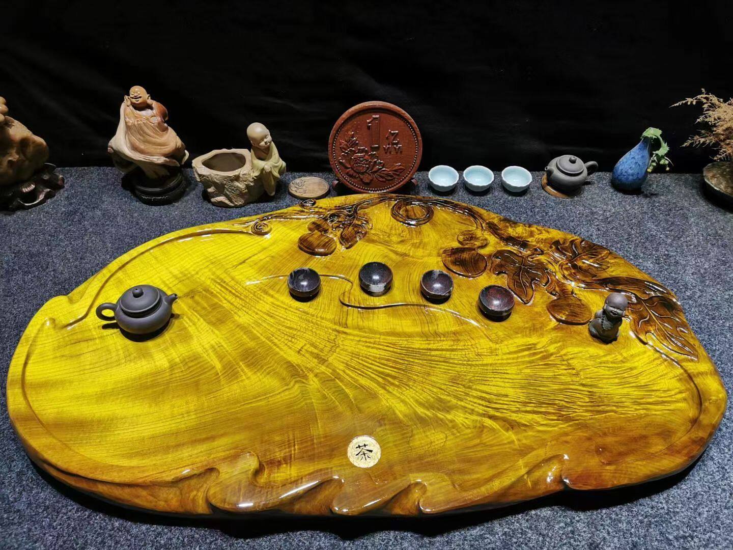茶盘家用金丝楠木可排排水实木茶海整块根雕茶盘