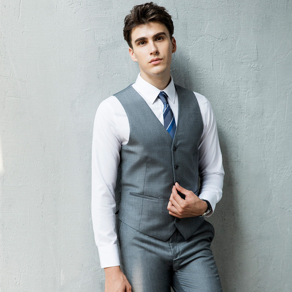 曼斯布莱顿商务绅士修身西装羊毛马甲男英伦男正装背心d745209