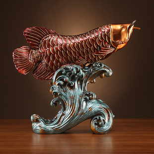 铜欣祥 店铺开业工艺礼品 招财金龙鱼摆件家居客厅办公室创意摆设