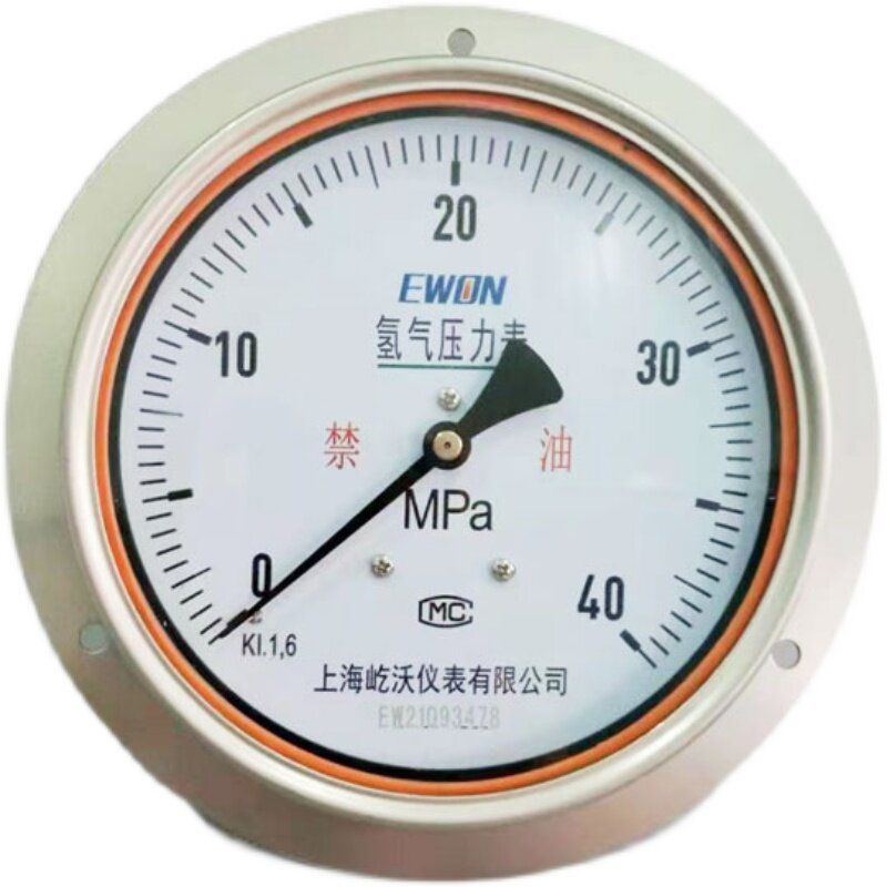 不锈钢氢气盘装压力表ytq153bf带边ytqf150hzt150mm16压力表