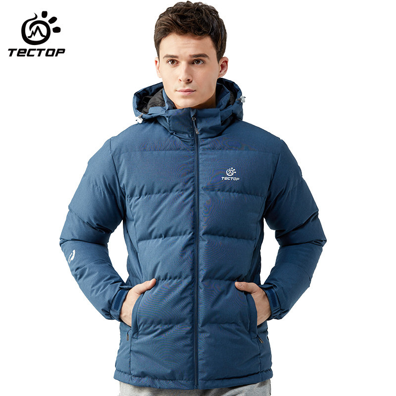 探拓冬季羽绒服男中厚防风保暖羽绒衣灰鸭绒高蓬松登山服加厚外套