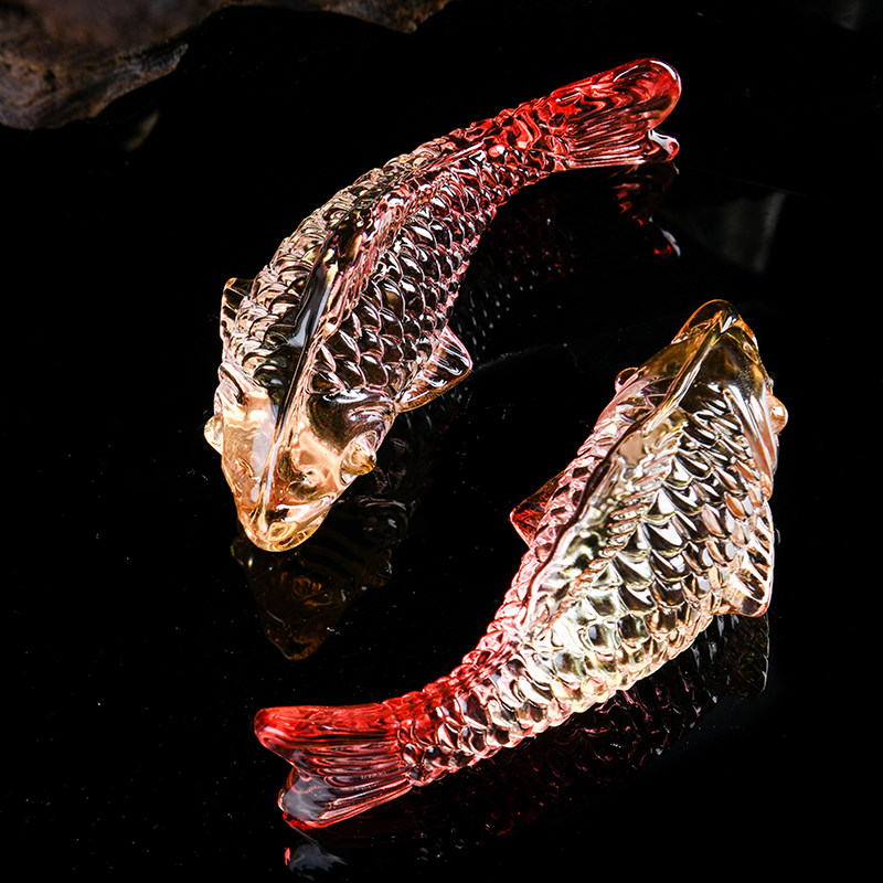 高档锦鲤鲤鱼水晶鱼琉璃摆件招财聚财年年有余开业摆件