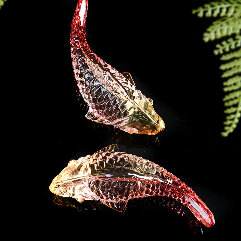 高档锦鲤鲤鱼水晶鱼琉璃摆件招财聚财年年有余开业摆件