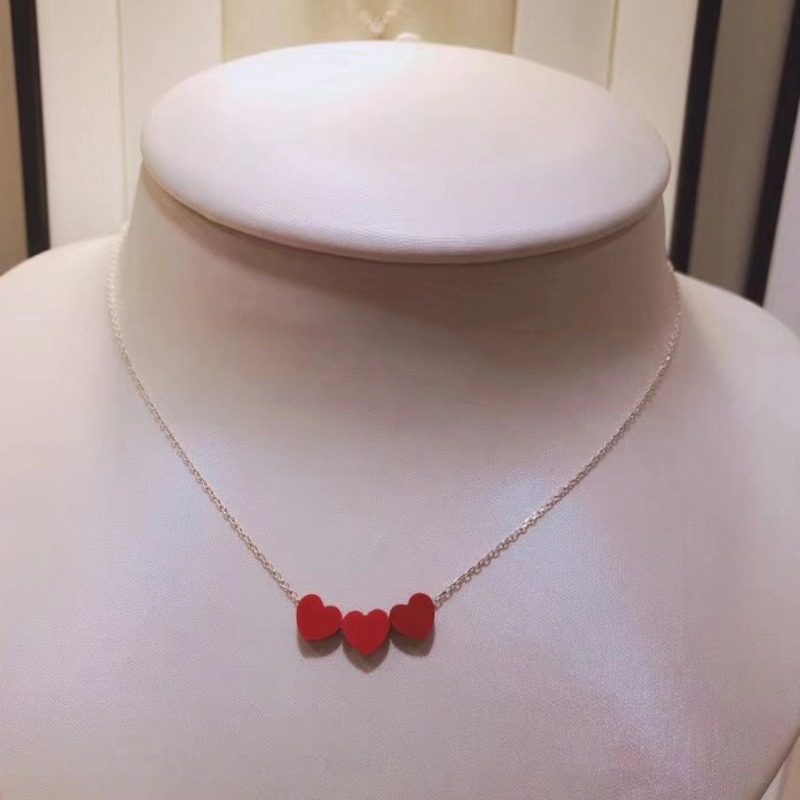 张欣仪10k锁骨相连桃心三颗红心代购专柜lloyd直邮项链
