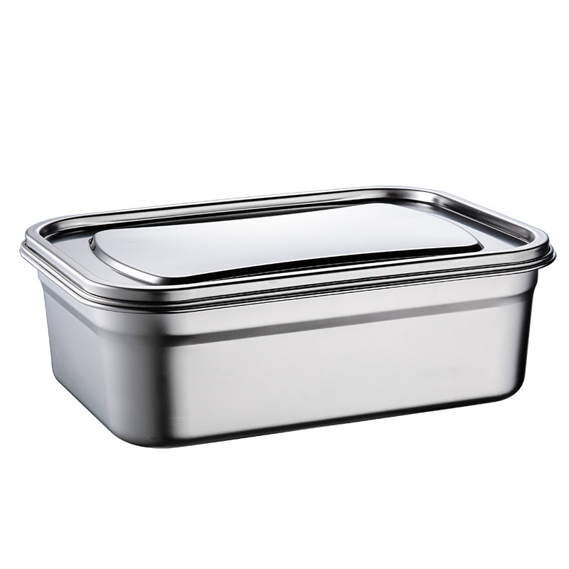 不锈钢保鲜大号饭盒长方形收纳盒带食物冻品冷藏保鲜盒