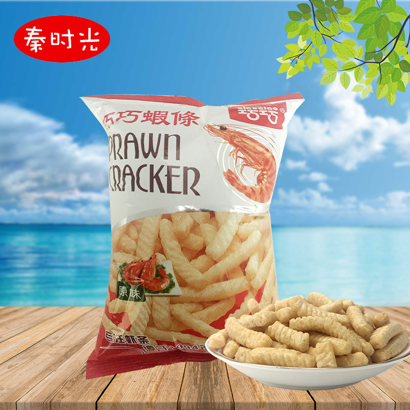 巧巧虾条原味海苔味膨化儿童休闲怀旧零食品大膨化食品