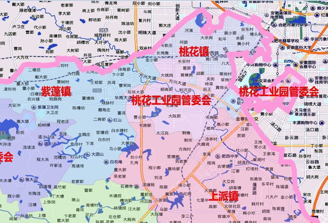 地图2019年安徽合肥市肥西县百度行政交通旅游乡镇112