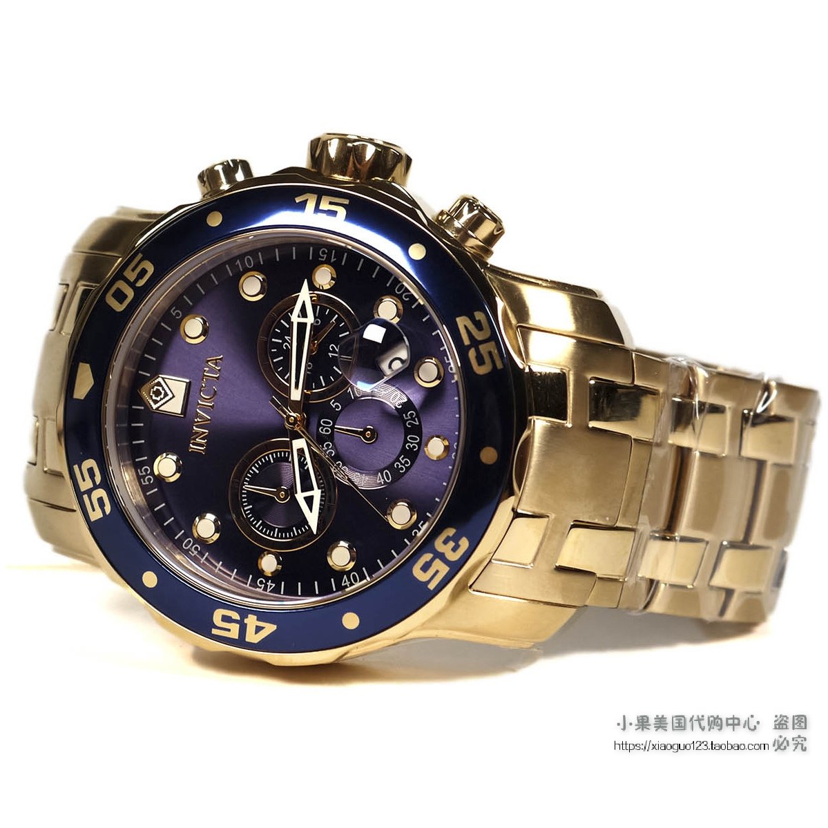 正品invicta男表0075绿水鬼潜水表18k金石英大表盘欧美腕表