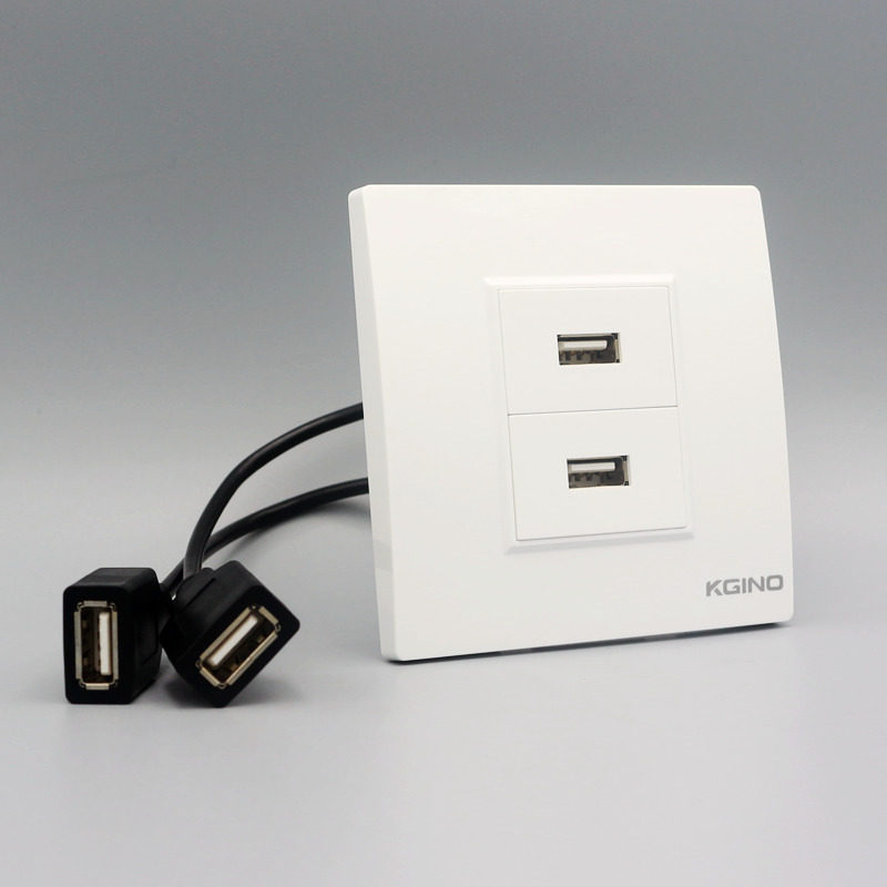 二位2.0usb带线插座双口usb延长线直插数据传输面板电脑插座