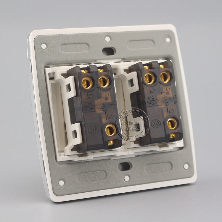 金色86型二开双控开关插座面板开关墙壁插座面板家用两开双开双联