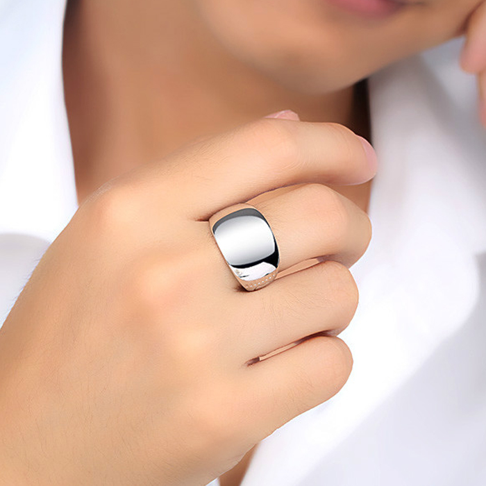 纯银男士光面戒指复古霸气活口指环父亲节生日戒指