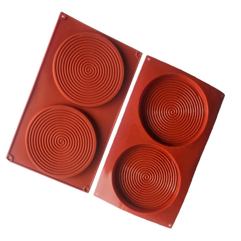 蚊香模具2连硅胶慕斯蛋糕装饰圆盘烘焙模具