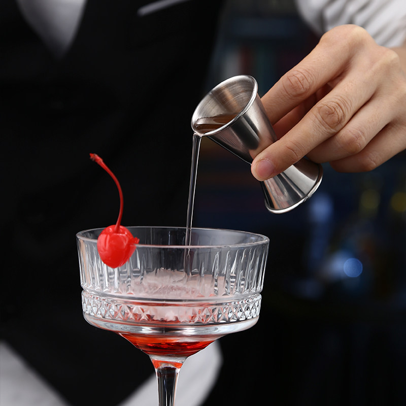 酒器卷边不锈钢安士杯酒具吧台量杯盎司酒吧双头调酒器