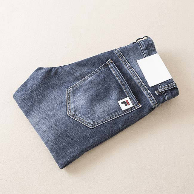 潮牌薄款水洗蓝牛仔裤男修身小脚裤 夏新款休闲长裤纯棉小直筒裤