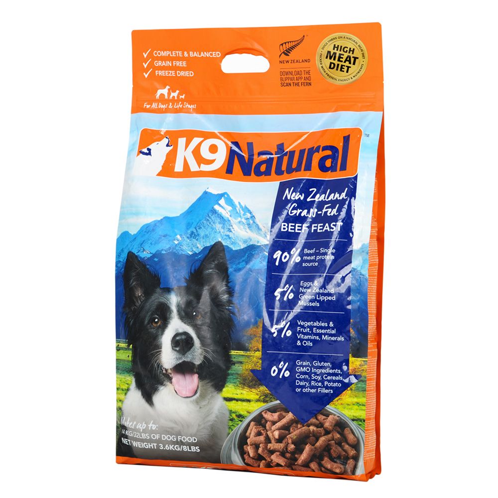 新西兰进口k9natural无谷冻干牛肉羊肉狗粮全龄段狗全价膨化粮